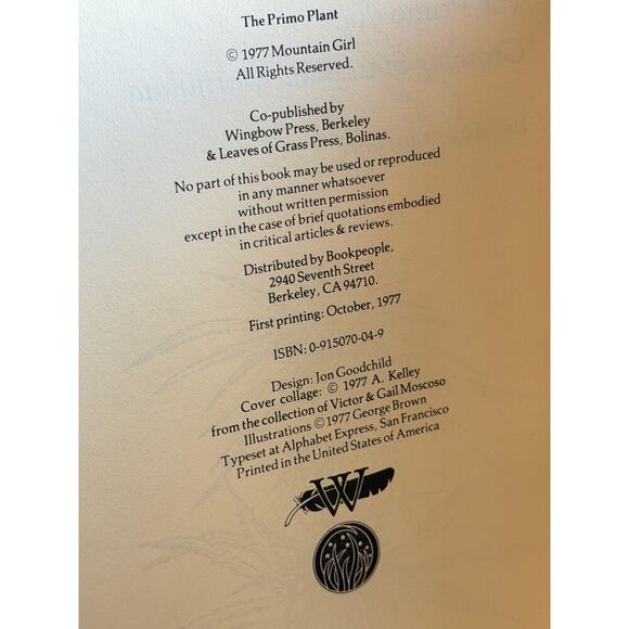 The Primo Plant Growing Sinsemilla Marijuana 1977 1st Edition Mountain Girl - Picture 4 of 10